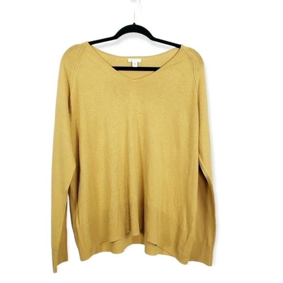 J JILL silk/ cotton blend mustard yellow/ gold sweater size Medium - Picture 2 of 6